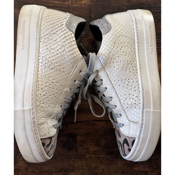 P448 Thea Python Roccia White Leather Platform Sneakers Size 35 - Picture 5 of 9